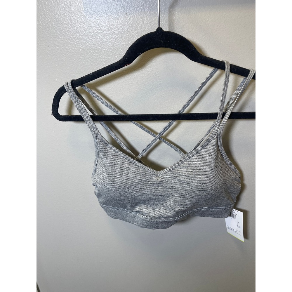 Old Navy Active Womens Go-Dry Strappy Cross-Back Sports Bra Heather Gray Large L